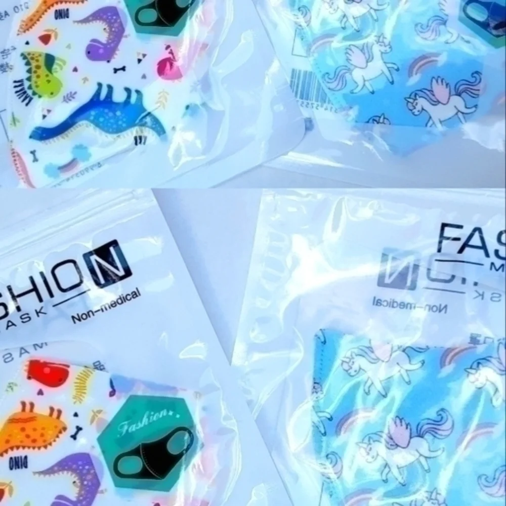 Kids Fashion Face Mask Coverings- White/Blue